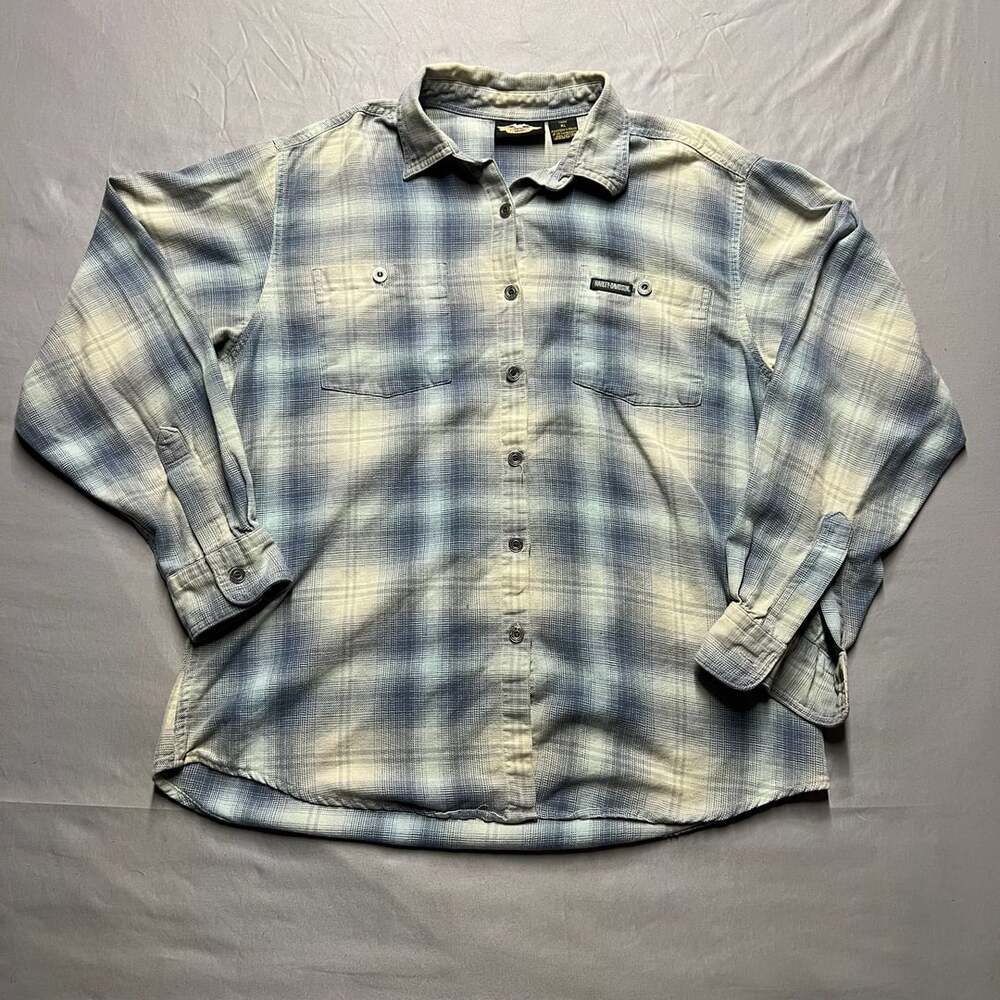 Harley Davidson Plaid Long Sleeve Button Down Shirt Size XL